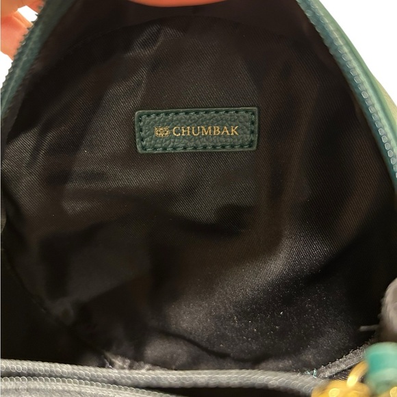 Chumbak Leather Embroidered Green Crossbody Bag Purse - Picture 14 of 16